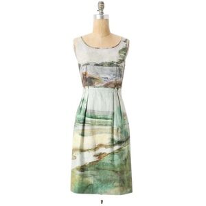 Anthropologie Odille Landscape Print A Line Dress - Size 12